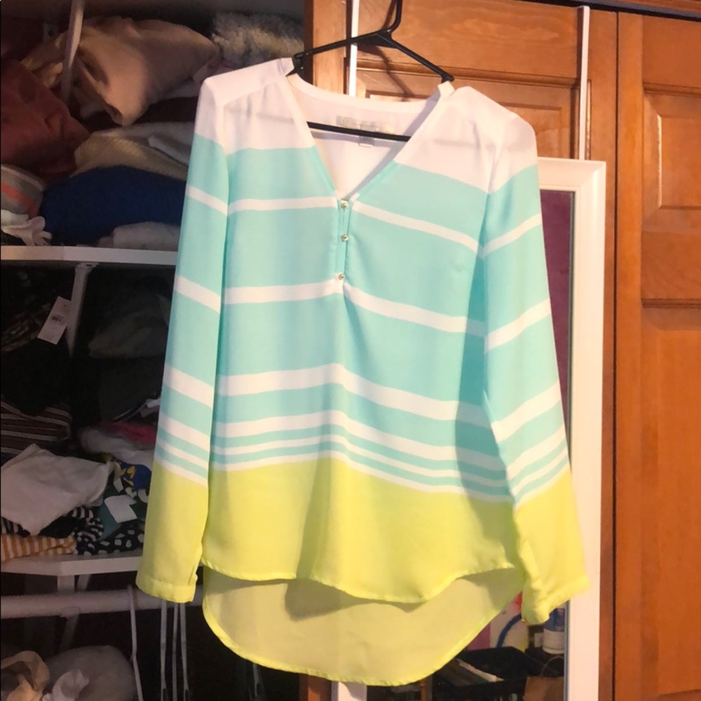 Teal and lime Blouse